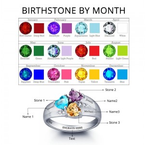 Triple stones Personalized Birthstone Ring JEWJO1793